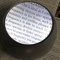 MagniPros 5X Ultra Bright LED Magnifying Glass Dome Magnifier with Cleaning Pouch & 2 Extra Batteries-Large Viewing Area, Ideal for Reading Small Print, Paperweight, Low Vision (Silver)