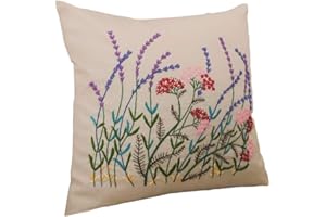 Milageto Embroidery Cushion, Cross Stitch Pattern, Pillow, Decorative Cushion Cover, Cross Stitch Kit - Lavender