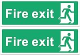 Rubigo Fire Exit Sign No Arrow 30x10cm Self Adhesive Vinyl 1 2 4 6 Pack