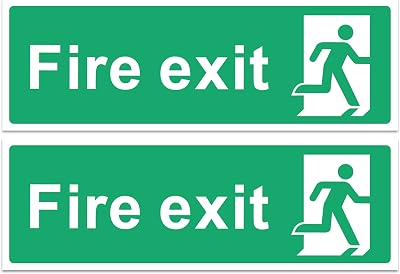 Rubigo Fire Exit Sign No Arrow 30x10cm Self Adhesive Vinyl 1 2 4 6 Pack