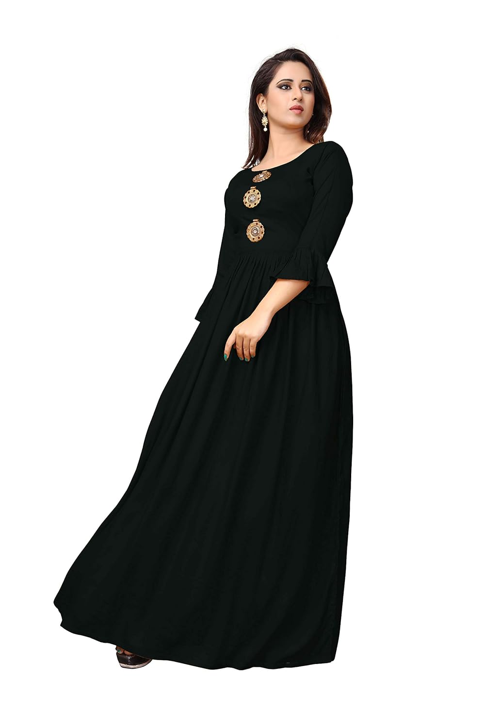 saree kurti marts latest new rayon mustard coloured gown (skm-804_main)