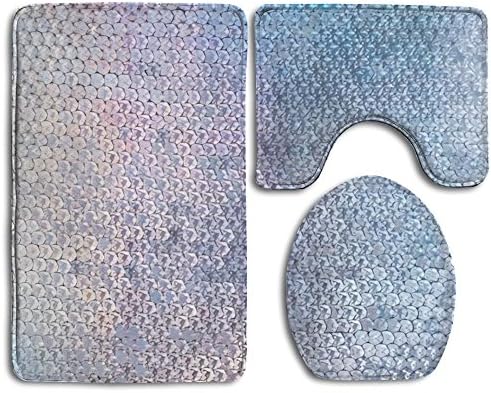 Doppyee Glitter Sparkles Shimmer Flannel Bathroom Bath Mat 3 Piece/Set Pedestal Style Rug,Non Slip Shower Mat And Toilet Cover