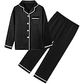 Umeyda Boys Silk Pajamas Sets Long Sleeve Sleepwear 2 Piece Pjs Set