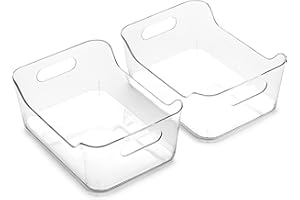 BINO | Plastic Storage Bins, Small - 2 Pack, Clear | THE SOHO COLLECTION | Pantry Organizers and Storage Containers Fridge Organizer Bins Kitchen Cabinet Organizer Medicine Cabinet Organizer Bin