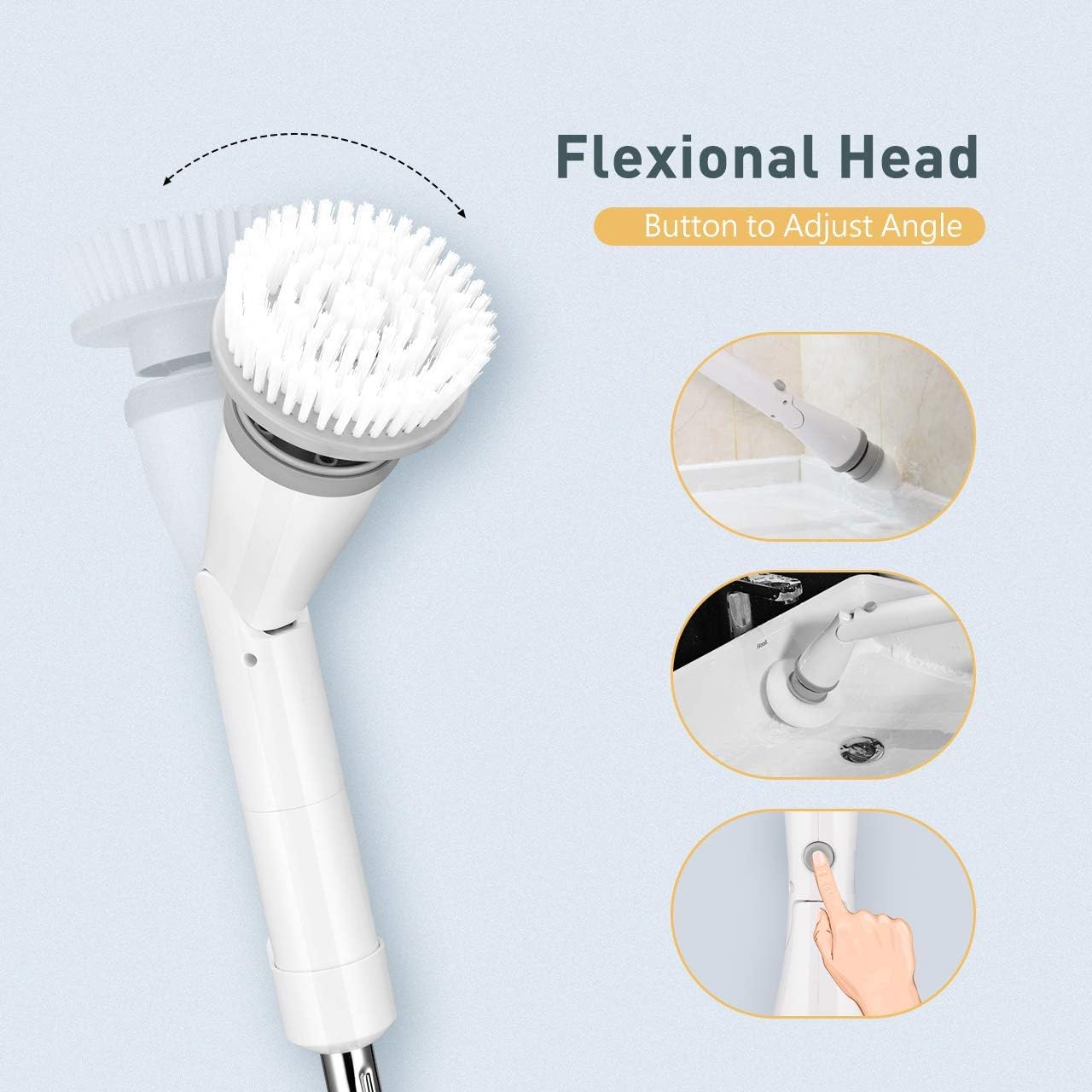 Homitt Electric Spin Scrubber Cordless Shower Scrubber, 360 Power