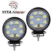 YITAMOTOR 2PACK 4Inch 27W Round LED Work Light 60 Degree Flood Beam Off Road Driving Light Fog Lights Waterproof for Jeep Truck Car ATV SUV Jeep Boat 4WD ATV Motorcycle 12V 24V ,2 Years Warranty