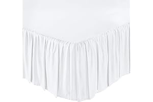 KRISHNA Cache-sommier à volants avec coins fendus pour grand lit, 100 % microfibre, qualité hôtelière, jupe de lit froncée à 