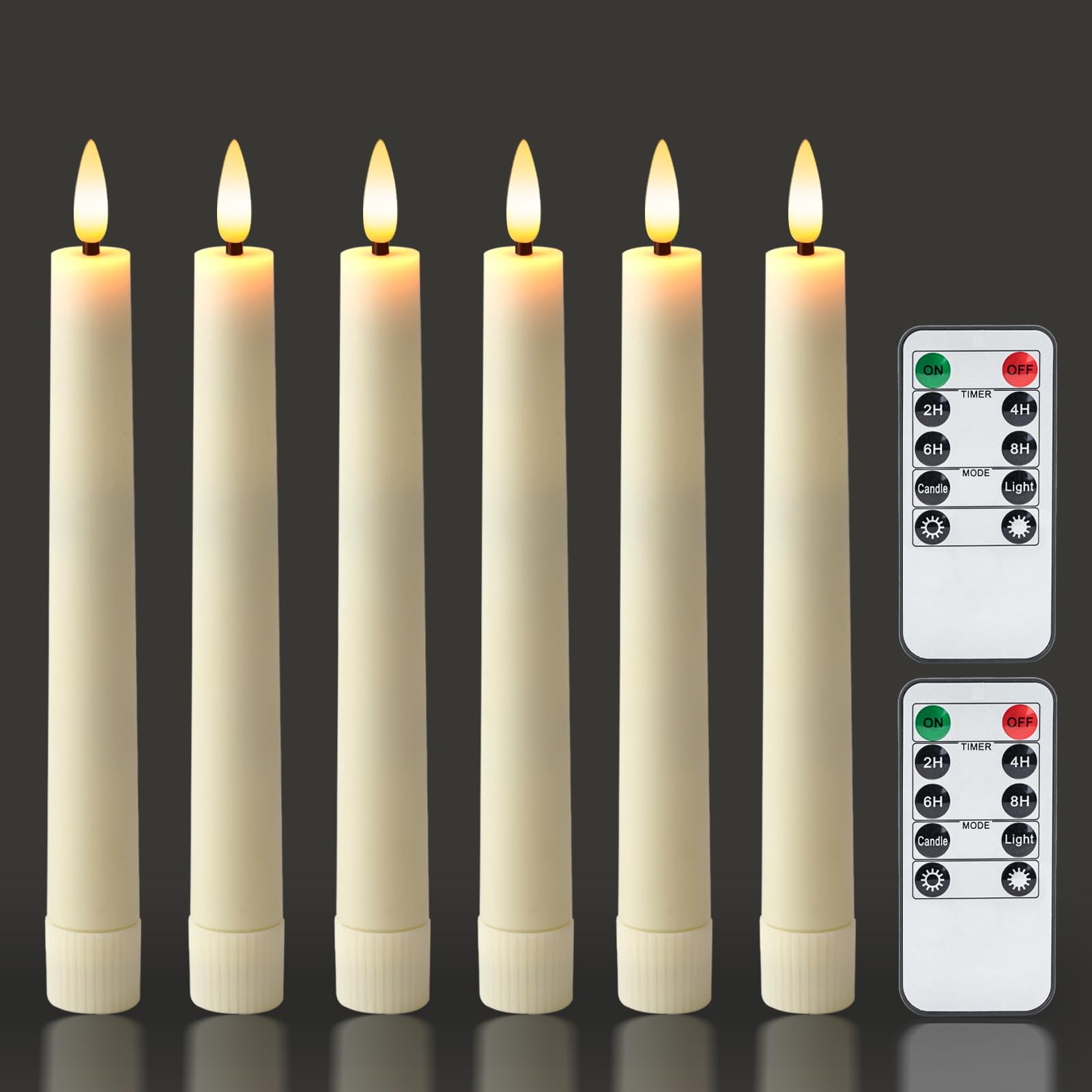 Homemory 6.7 Inches Flameless Taper Candles with Remote Timer Dimmer ...