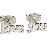 Love You Stud Earrings - Tiny Dainty 925 Sterling Silver, Hypoallergenic – Handmade Minimalist Fine Jewelry for Women