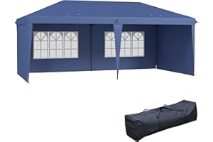 Outsunny 10' x 20' Outdoor Pop Up Canopy Tent Party Tent Instant Shelter W/Carrying Bag, Blue