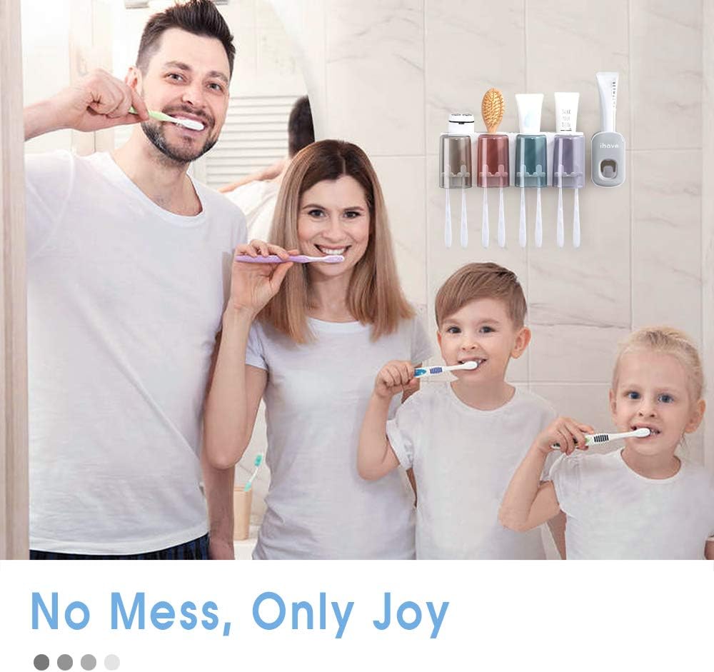 iHave Toothpaste Dispenser Wall Mount for Bathroom Automatic Toothpaste Squeezer (Gray): Home & Kitchen
