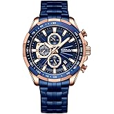 CRRJU Men Wristwatches Fashion Luxury Stainless Steel Watches for Men Business Auto Date Glow Analog Quartz Wristwatches