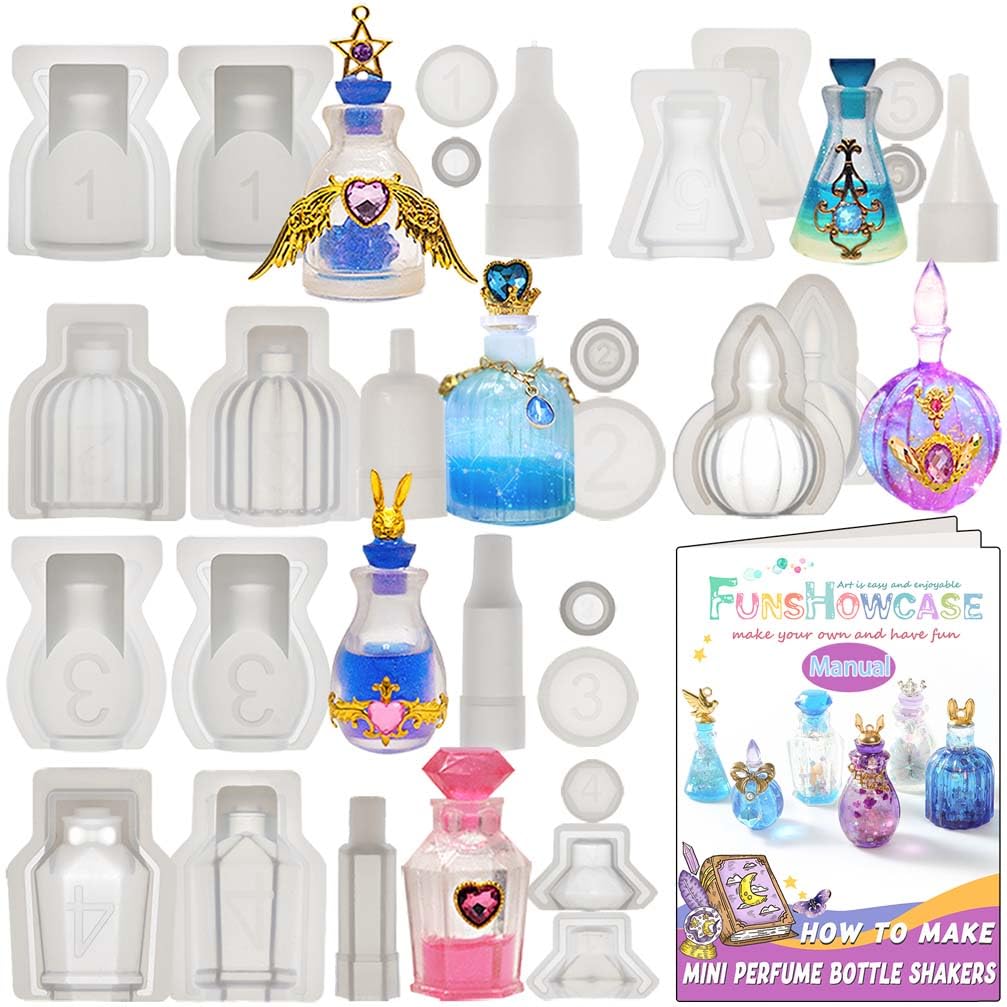 Small Bottle Container and Stopper UV Resin Epoxy Silicone Mould Jewellery Casting 6 Trays Set