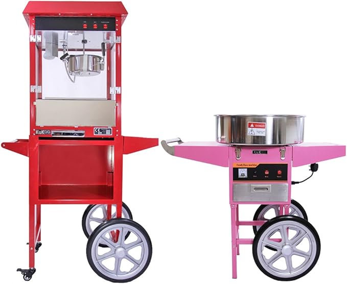 Candy Floss Maker and Popcorn Machine with Cart and Stainless Steel