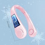 Jsdoin Portable Neck Fan 5 Speeds USB Rechargeable Pink Bladeless 360° Airflow view 2