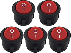 SQXBK 5-Pack Round Rocker Power Switch 6A 250V AC 2