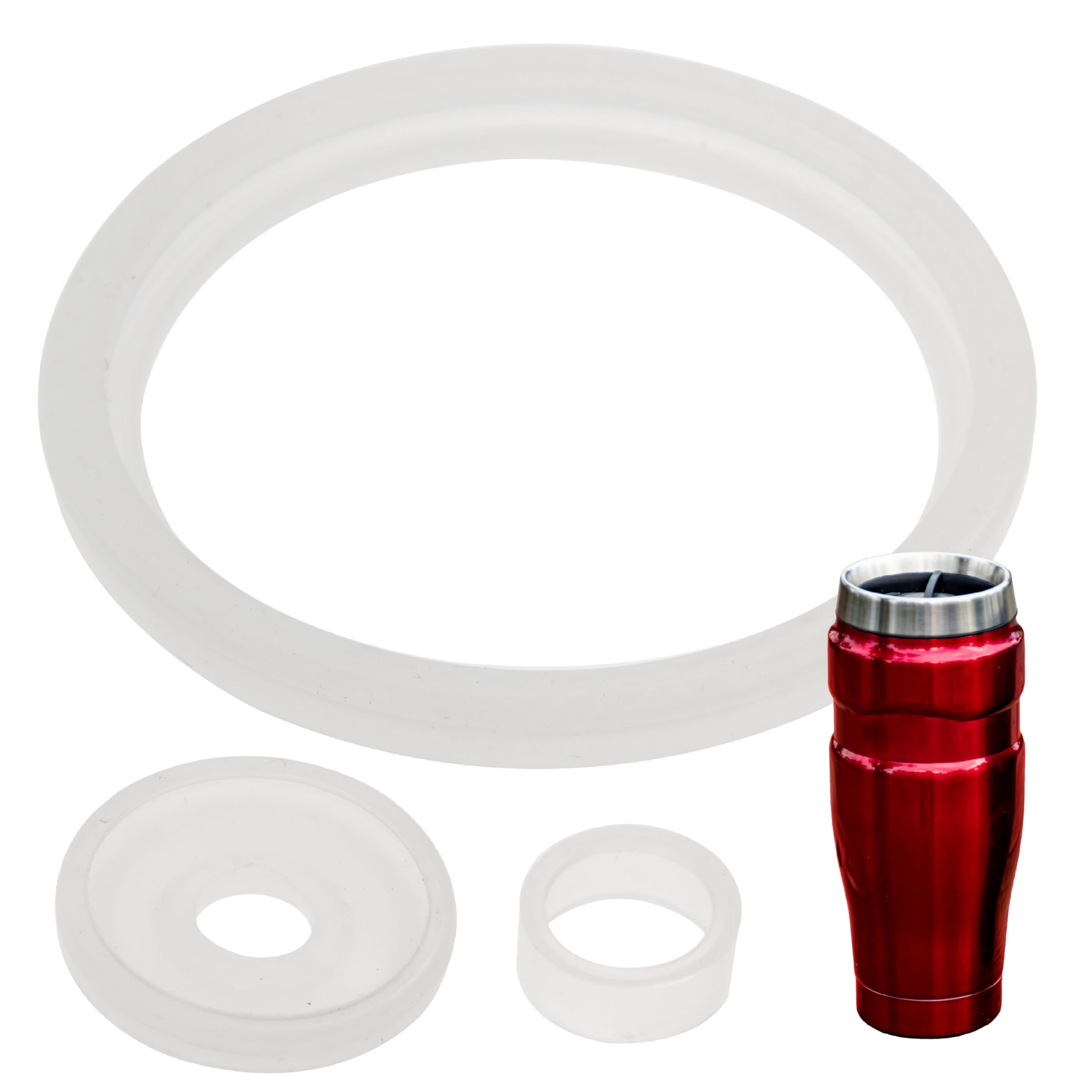 IMPRESA Travel Mug Replacement Parts Kit - 6 Silicone Gaskets & O-Rings, 2 Sets, White & Clear, 16 Oz - Leak-Proof & BPA-Free - Compatible with Thermos Stainless King