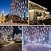 Vmanoo LED Outdoor Lights 8 Tube Meteor Shower Rain Lights Solar Powered Icicle Raindrop Snow Falling Lights Cascading Lighting for Garden Outdoor Patio Holiday Wedding Party Decoration (White)