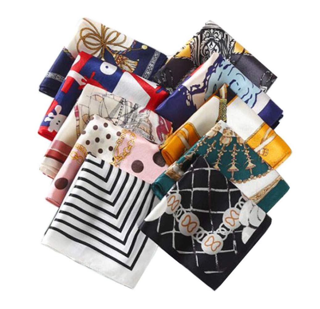 Photo 1 of 10PCS Silk Feeling Satin HeadScarf Neck Hair Small Square Scarf Color Random 19.7 * 19.7 inches)