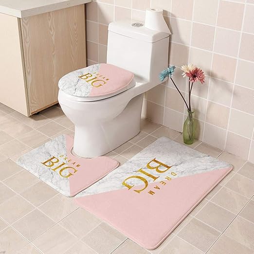 Gaddrt 3Pcs European Pattern Soft Bathroom Mat + U Shape Pad + Toilet
