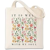 Geondos Canvas Tote Bag Christian, Canvas Tote Bag for Women, Reusable Cotton Totes for Grocery, Shopping, Beach & Daily Use