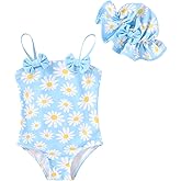 YOUNGER TREE Toddler Baby Girl Swimsuit Infant One Piece Bathing Suits with Hat Newborn Summer Beach Swimwear