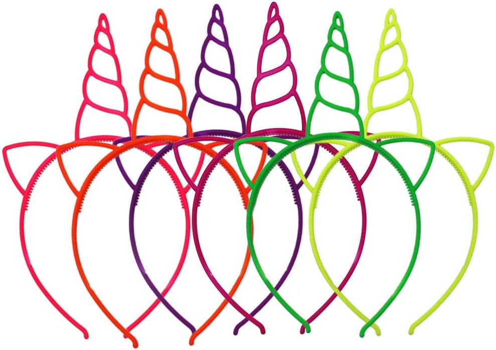 16 Pieces Plastic Unicorn Headbands for Girls Teens Toddlers Children Party Hairbands (Bright Colors)