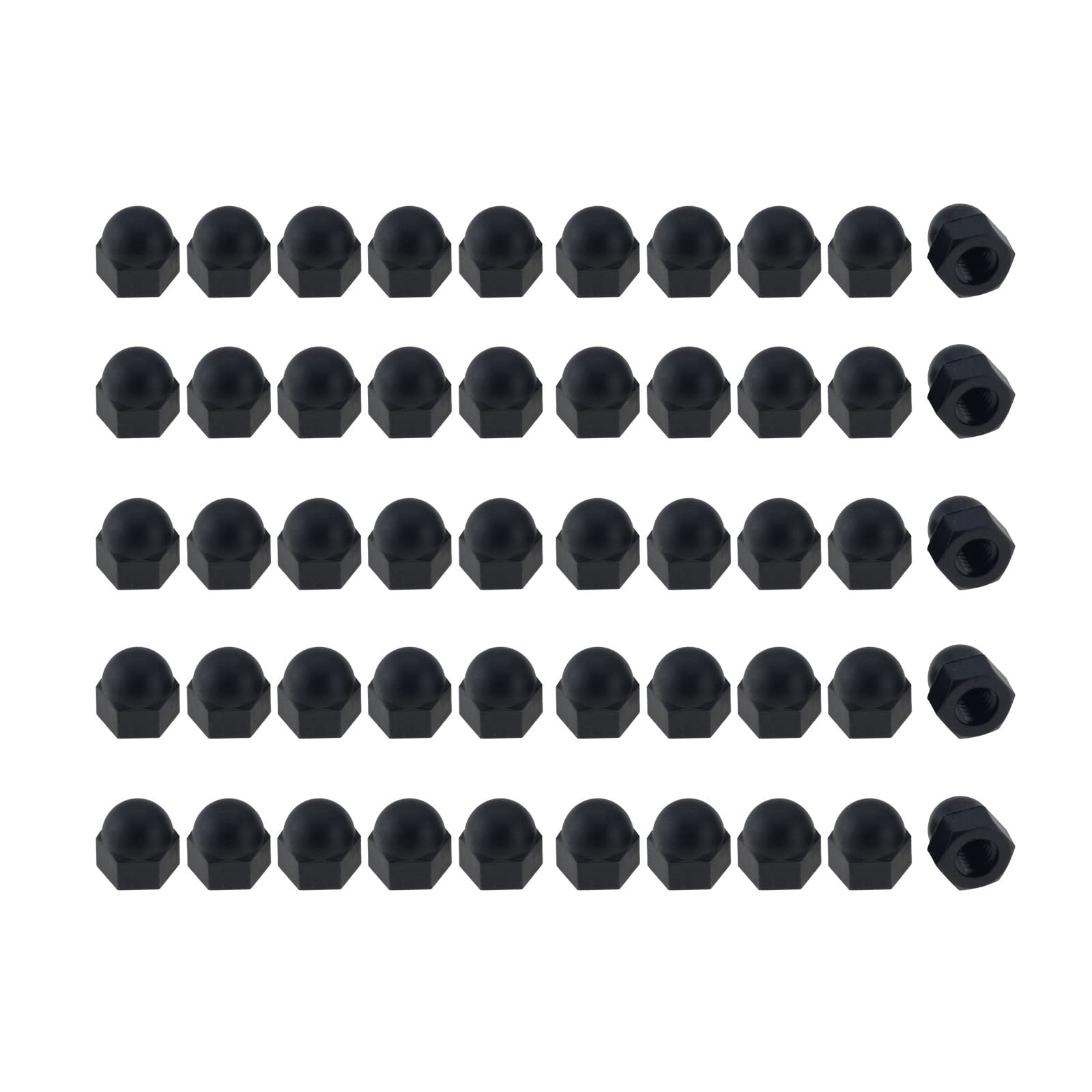 M12 Cap Nuts, 50 Pcs Black Nylon Acorn Dome Head Hex Nuts, Thread Bolt Caps Nuts, Protector Covers for Screws Bolts