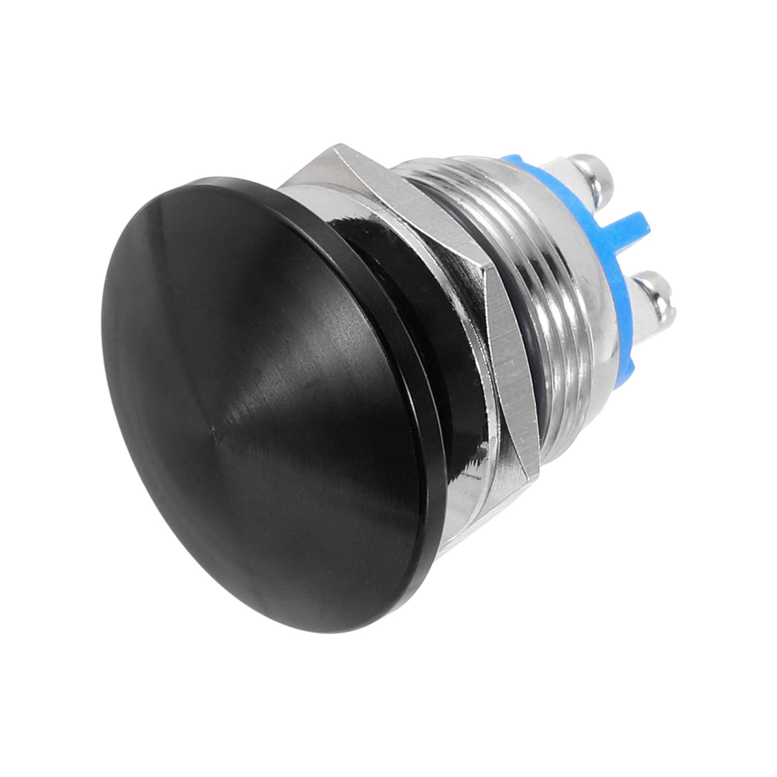 METALLIXITY 2PCS 3A 19MM 3/4" Momentary Mushroom Head Push Button Switch 12V 24V 120V 250V AC Black 1NO Waterproof IP65 SPST Domed Round 2 Screw Foot Button