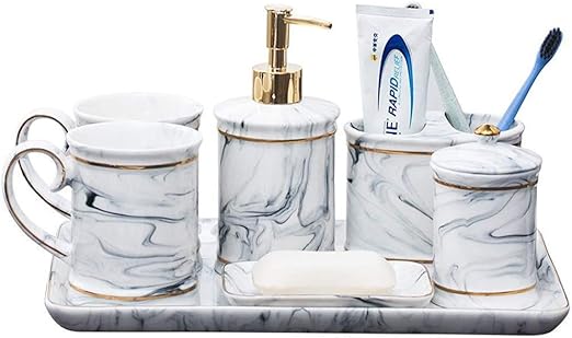 Jueven Marmor Textur Keramik Badezimmer 5-teiliges europäisches