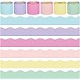240 Ft Pastel Bulletin Board Borders Colorful Classroom Borders Scalloped Border Trim Pastel Bulletin Board Decorations for Classroom Chalkboard Home Wall Office Decoration, 6 Rolls