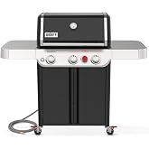 Weber&reg; Genesis E-325 Gas Grill for Outdoor Cooking, Natural Gas, Black | 3 PureBlu&reg; Burners, XL Sear Zone, Porcelain-Enameled Cast-Iron Grates, Stainless-Steel Side Tables, BBQ Grill, Weber Grill