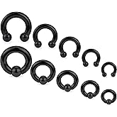Ocptiy 6G 8G 12G 14G 16G PA Ring Horseshoe CBR Circular Barbell 316L Surgical Steel Internally Threaded Pierced Body Jewelry for Women Inner Diameter:10mm 12mm 14mm 16mm