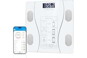 OOYY Digital Simple and Practical Body Fat Scale with Smartphone App, Bathroom Scale with Led Display - White