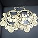 RechicGu Golden Color 1Pair Vintage Tribal Rare Coins Big Hoop Banjara Kuchi Belly Dance Chain Boho Gypsy Dangle Earrings,3.9