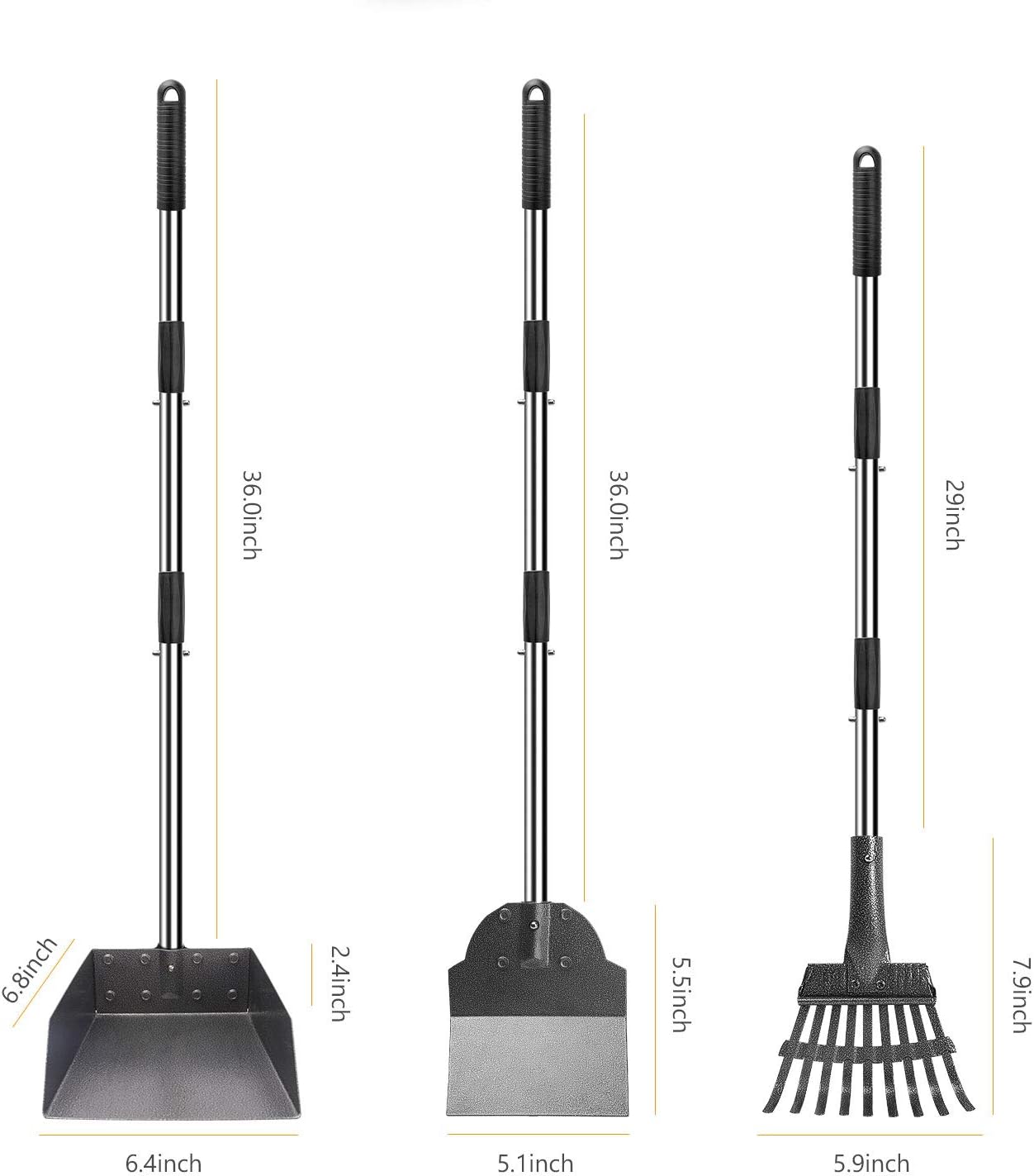 Ergonomic Length Rake and Spade Poop Scoop Strong and Sturdy Balhvit