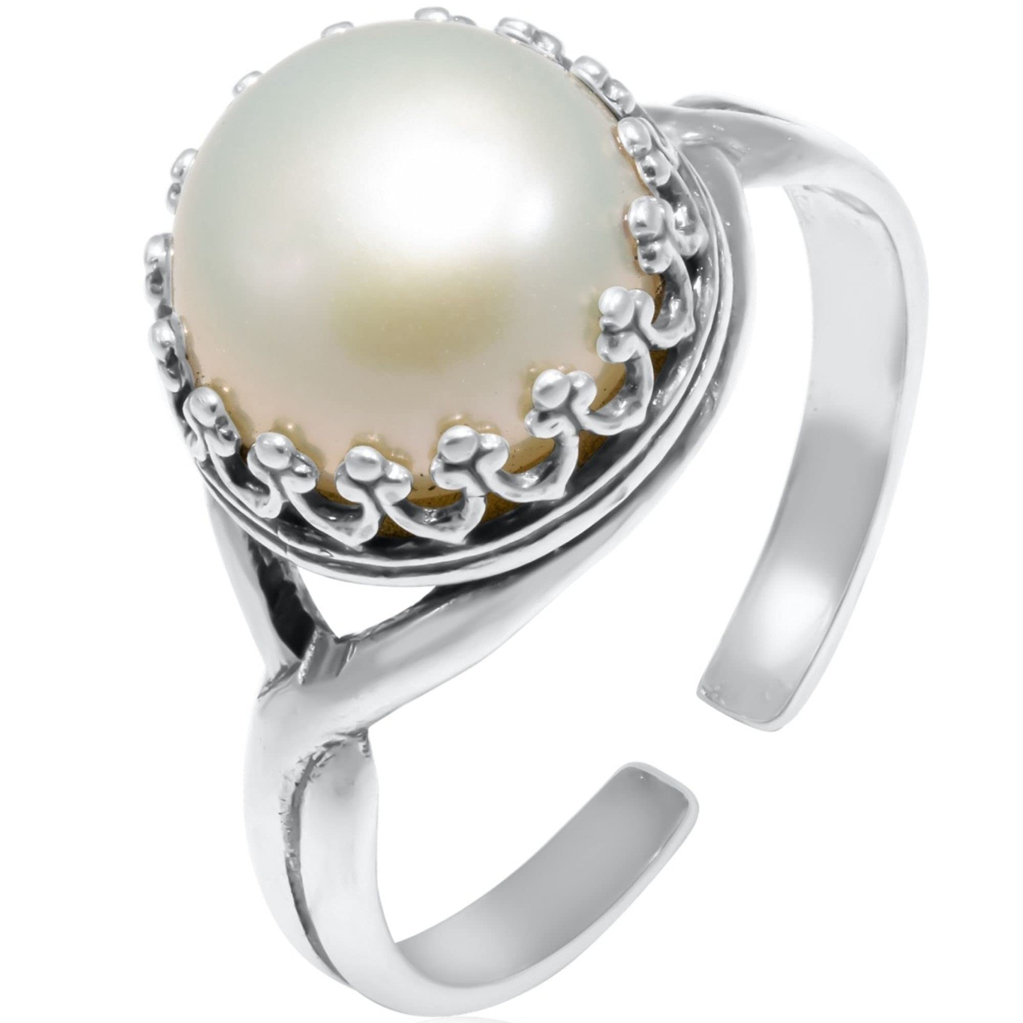 Photo 1 of 925 Sterling Silver Pearl Rings for Women - Anniversary Rings for Women - Sterling Silver Rings for Women - Dainty Sterling Silver Rings - Sterling Silver PearlRing - Anniversary Bands