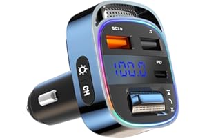 LIHAN Bluetooth 5.4 FM Transmitter Car Adapter, 54W PD & QC3.0 USB Charger, Handsfree Calling Wireless Radio Receiver, Bluetooth Adapter for Car Music Player, Support USB Drive