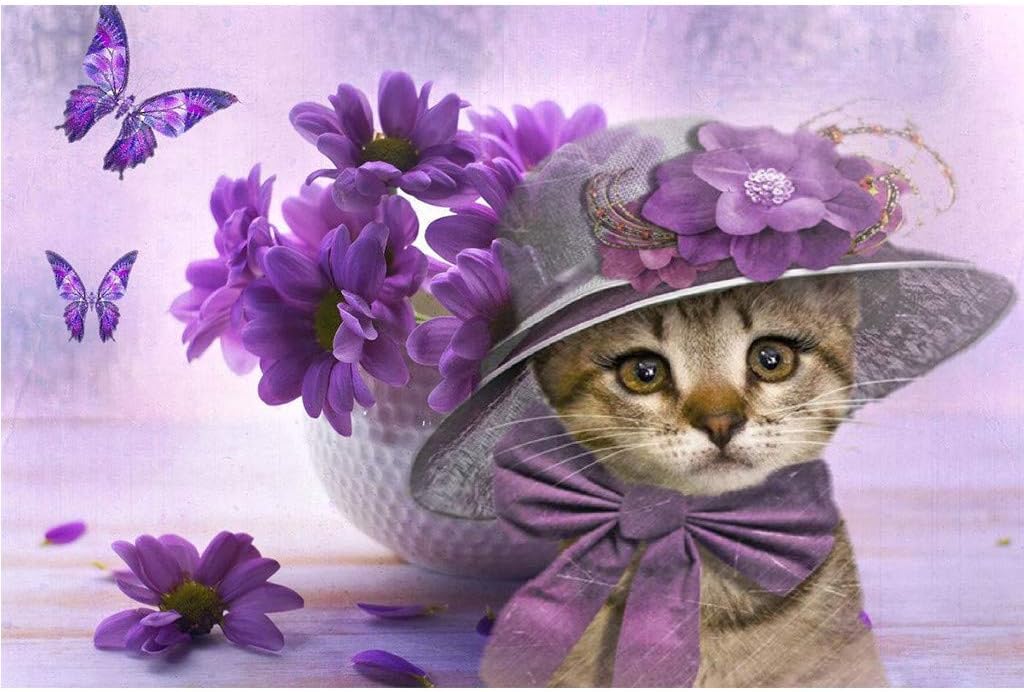 DIY 5D Cat Diamond Painting for Adults Kids Beginners, 12"x16", Clearance Resins Crystal Rhinestone Full Drill Embroidery Painting Arts Craft Cross Stitch Art Kit Gift Wall Stickers for Home Decor