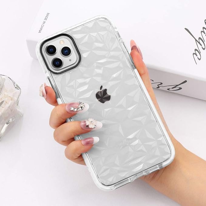 Lchulle Clear Case Design For Iphone 12 Pro Iphone 12 Cover Super Fashion 3d Diamond Pattern Soft Tpu Case Lovely Back Rubber Shell Transparent Crystal Protective Cases Covers White Amazon Co Uk Electronics