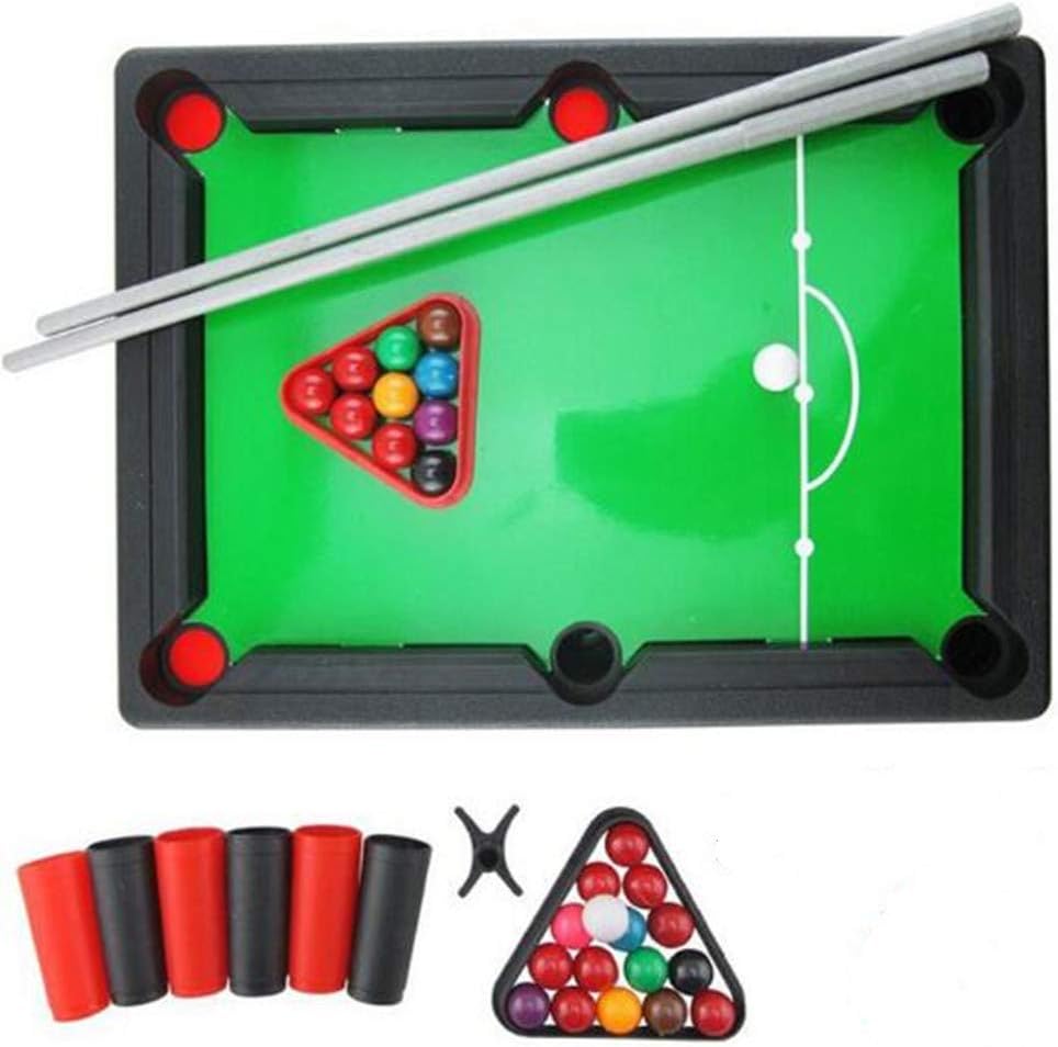 Tabletop Billiards Game，Mini Pool Table，with 2 Cues, 16Balls, 1Rack , Size:33 x 24 X 6.5 cm.Indoor Outdoor Game Kids Adults.