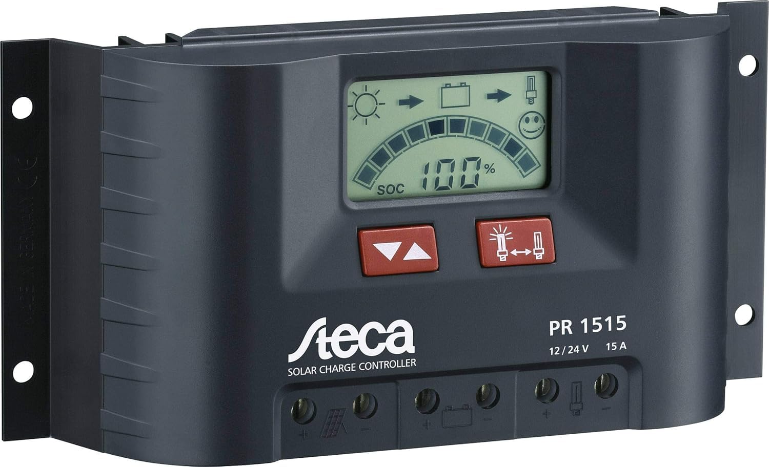 Steca PR1515 1515 Solar Charge Controller with LCD Display and Load Output for 12V Consumers up to 15A