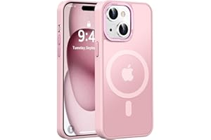 Newfuture Magnetic for iPhone 15 Case [Compatible with Magsafe] [Military Grade Drop Protection] Translucent Matte Anti-Fingerprint Shockproof Phone Case for iPhone 15 6.1 inch, Tender Pink