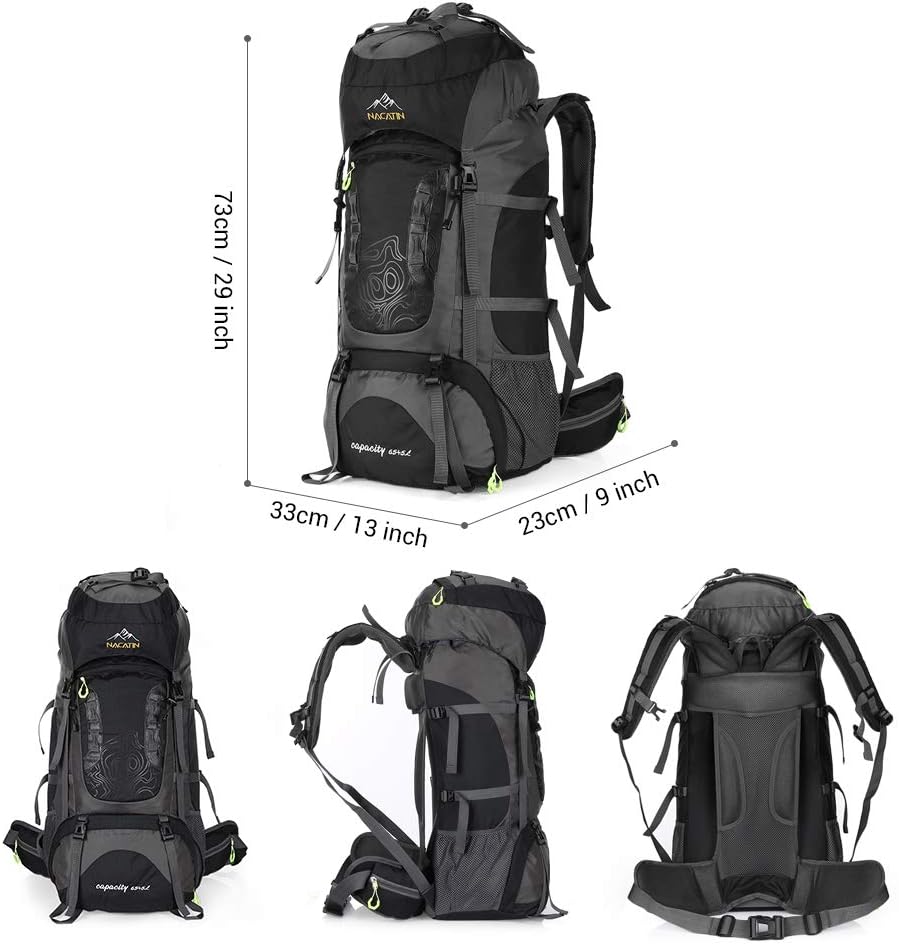 NACATIN Internal Frame 70L Backpack Water-Resistant Hiking Daypack Backpacks : Sports & Outdoors