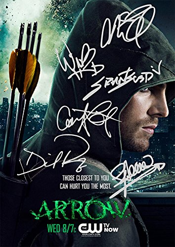 Arrow Tv Series Print Cast Stephen Amell Grant Gustin Caity