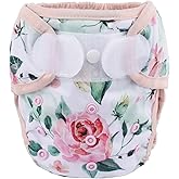 Baby Cloth Diaper Cover Nappy Hook and Loop Double Gusset 6.6lbs to 33lbs (Pink Roses) One Size