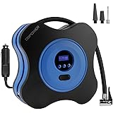 DBPOWER 12V DC Air Compressor Pump, Digital Tire Inflator by 150PSI with Digital Gauge, 3 High-air Flow Nozzles & Adaptors for Cars, Bicycles and Basketballs (Black and Blue)