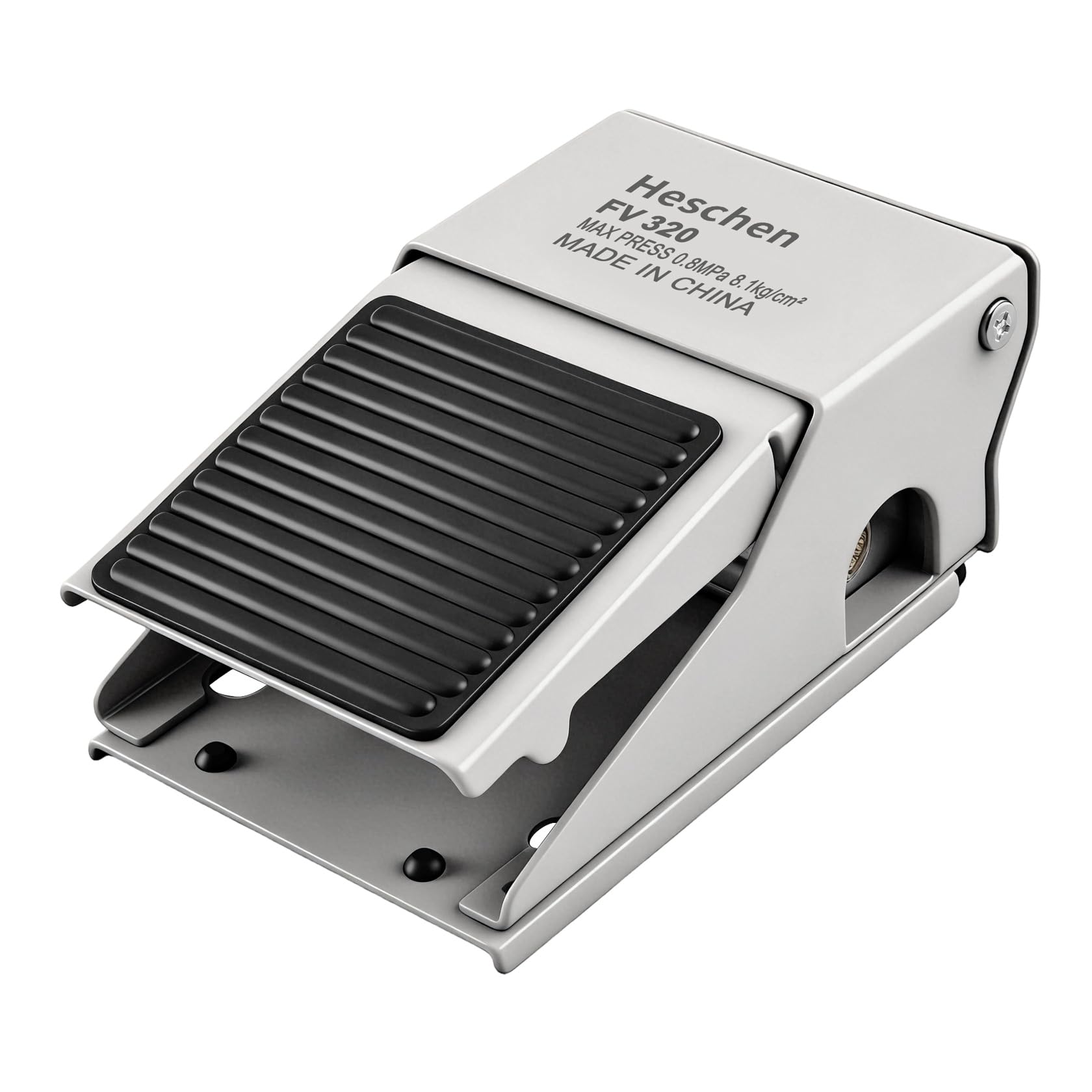 Heschen Pneumatic Foot Pedal Valve Switch, FV-320, Momentary, PT1/4" Threaded, 3 Way 2 Position, Rubber Nonslip