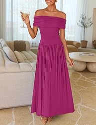 ZESICA Women's Off The Shoulder Maxi Dress 2025