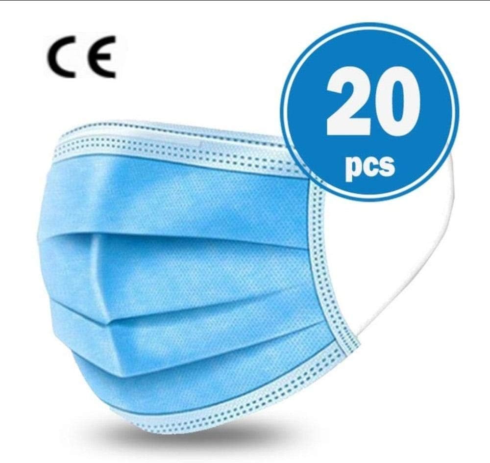 XOOYYY 3 Layers Disposable Face Filter Bacteria Medical Soft Anti Dust-Proof Reusable For Adult Elderly 17.5*9.5Cm-20 Pcs